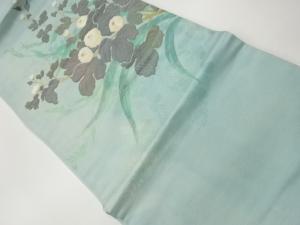 菊に藤模様織出し開き名古屋帯（額縁仕立て）